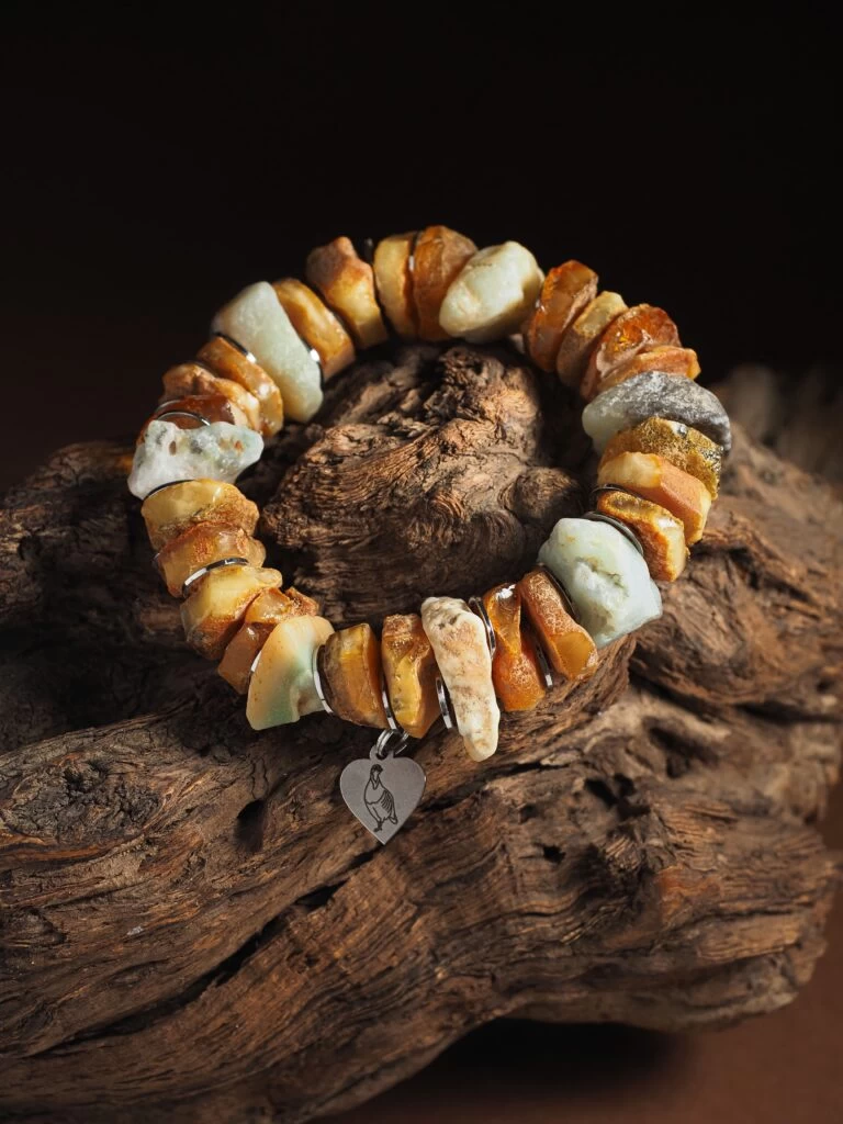 Браслет женский из Янтаря и Амазонита