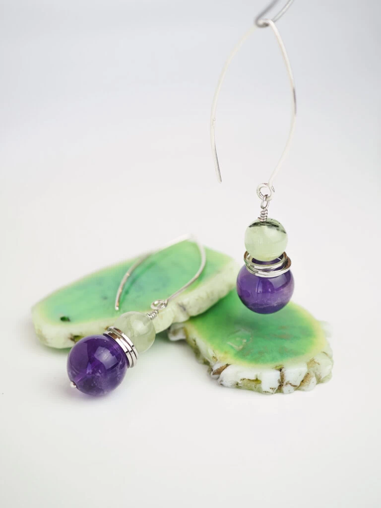 Серьги из Аметиста и Пренита