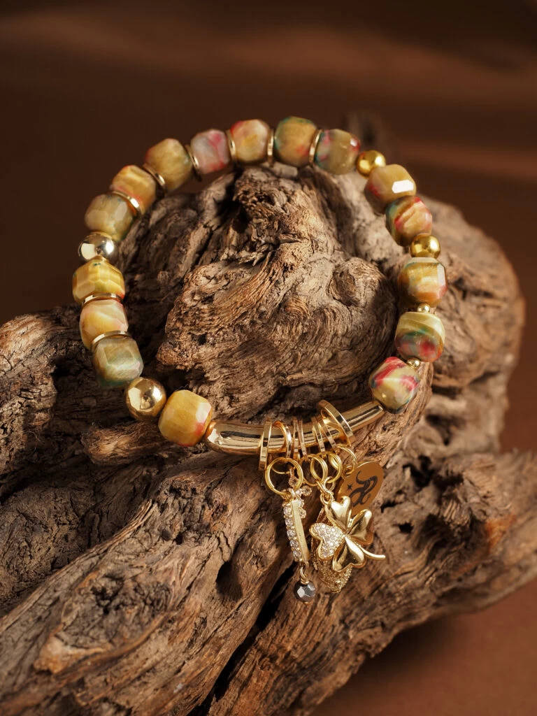 Браслет женский из Тигрового глаза и Гематита №7