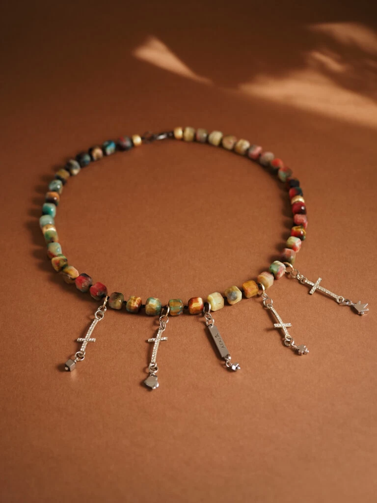 Чокер женский из Тигрового глаза и Гематита №2