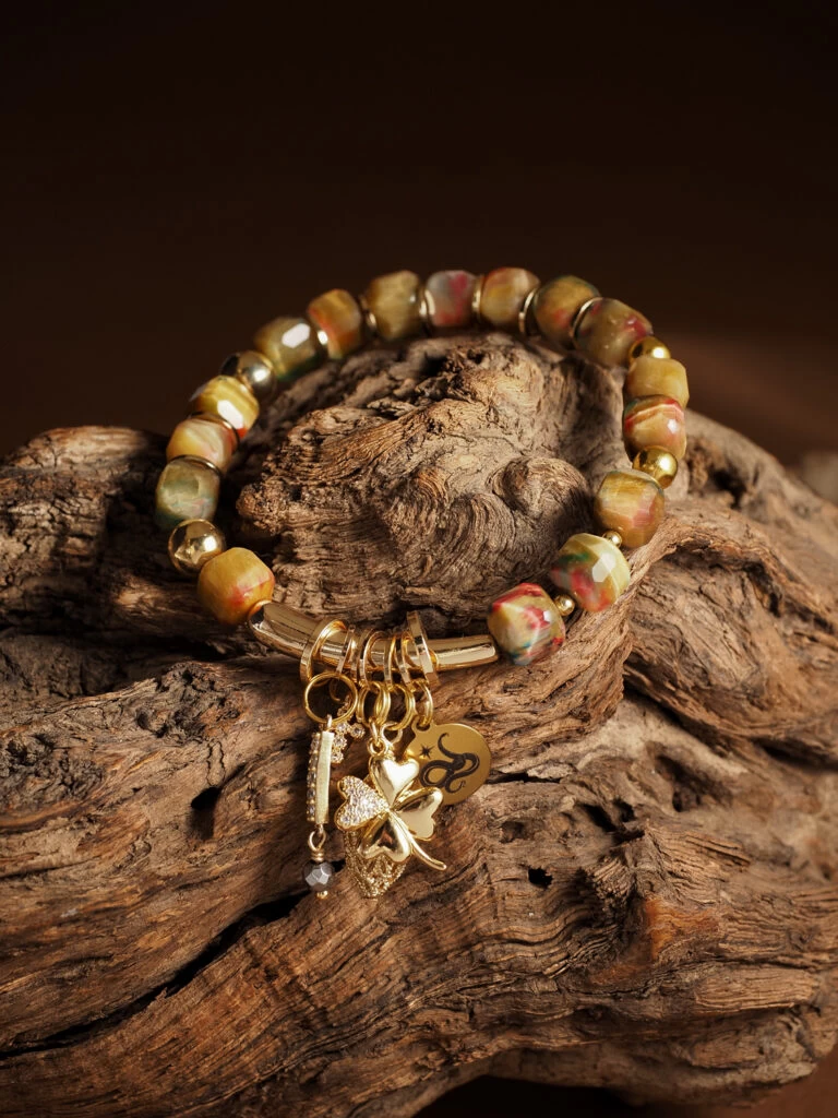 Браслет женский из Тигрового глаза и Гематита №7