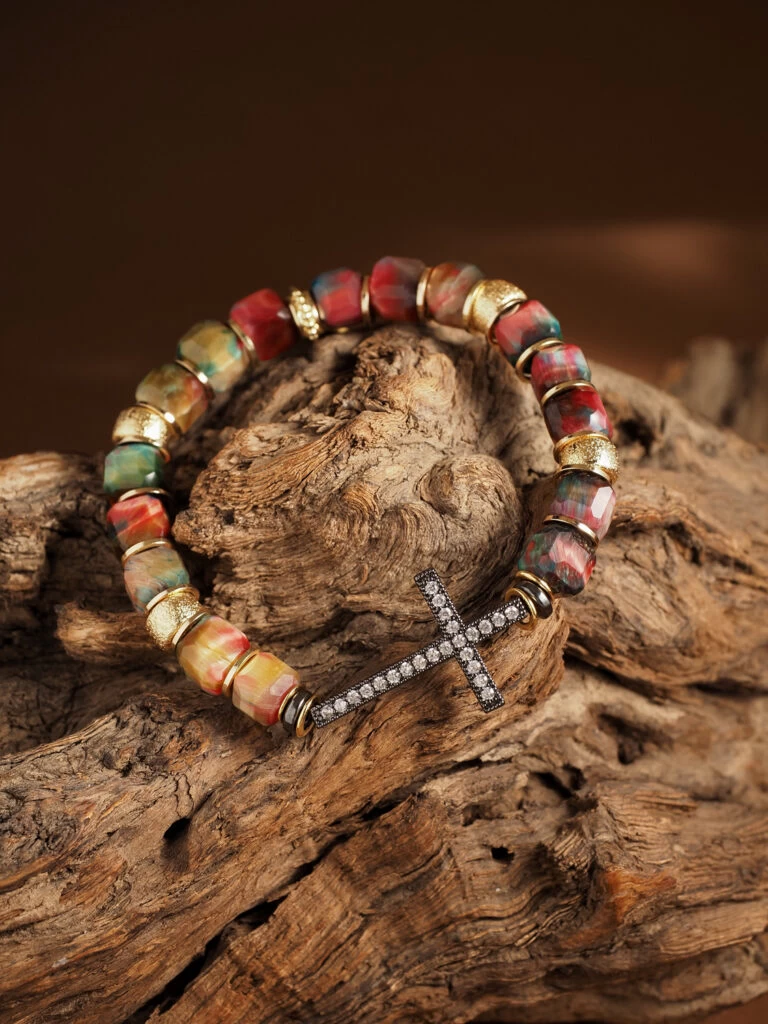 Браслет женский из Тигрового глаза и Гематита №3