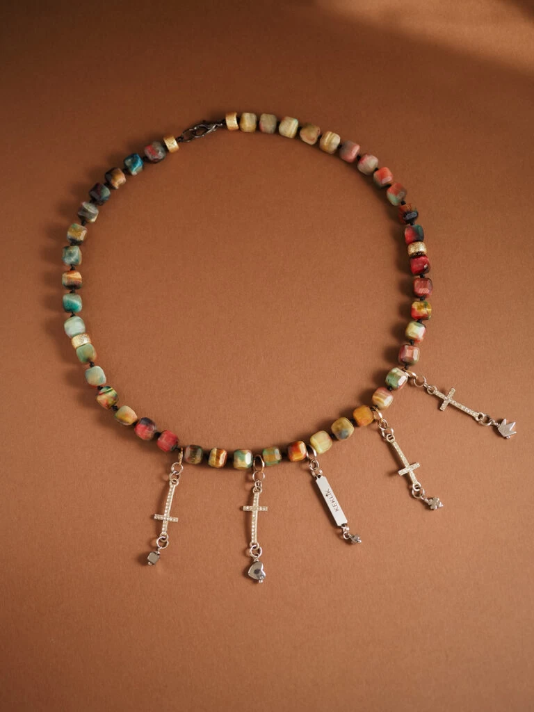 Чокер женский из Тигрового глаза и Гематита №2