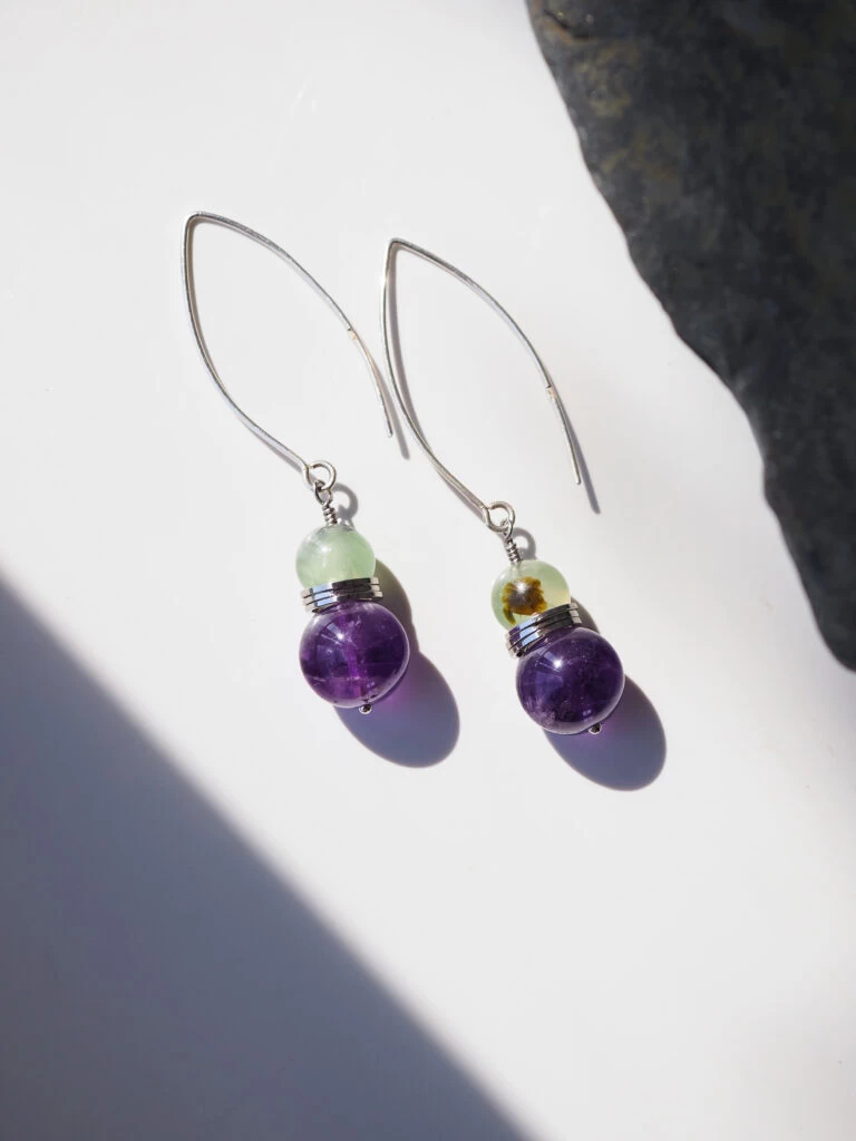 Серьги из Аметиста и Пренита