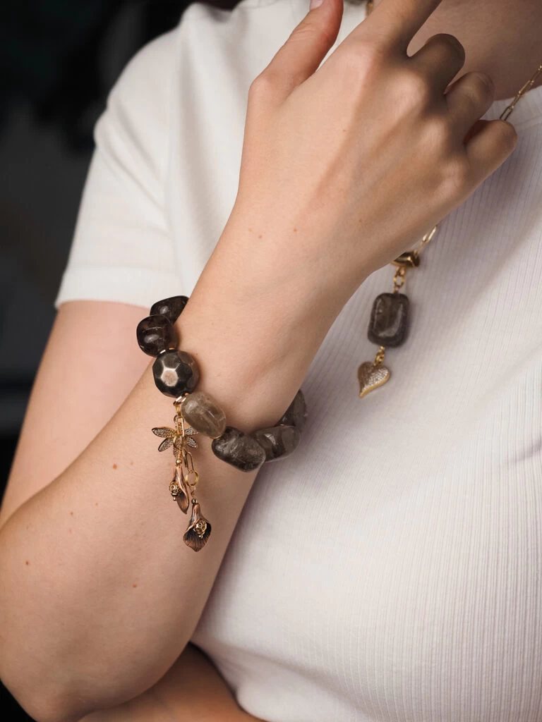 Браслет женский из Раухтопаза №6