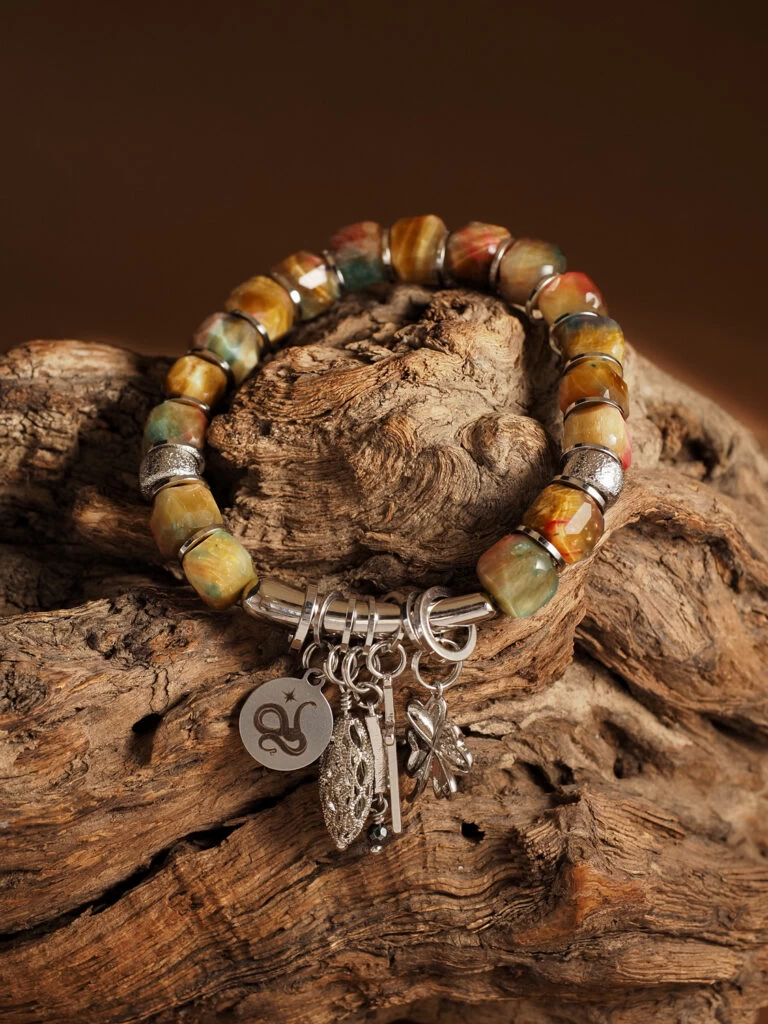 Браслет женский из Тигрового глаза и Гематита №8