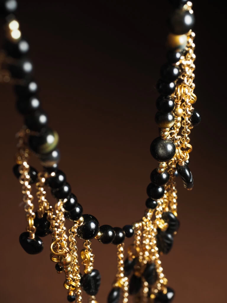 Чокер женский из Агата и Обсидиана