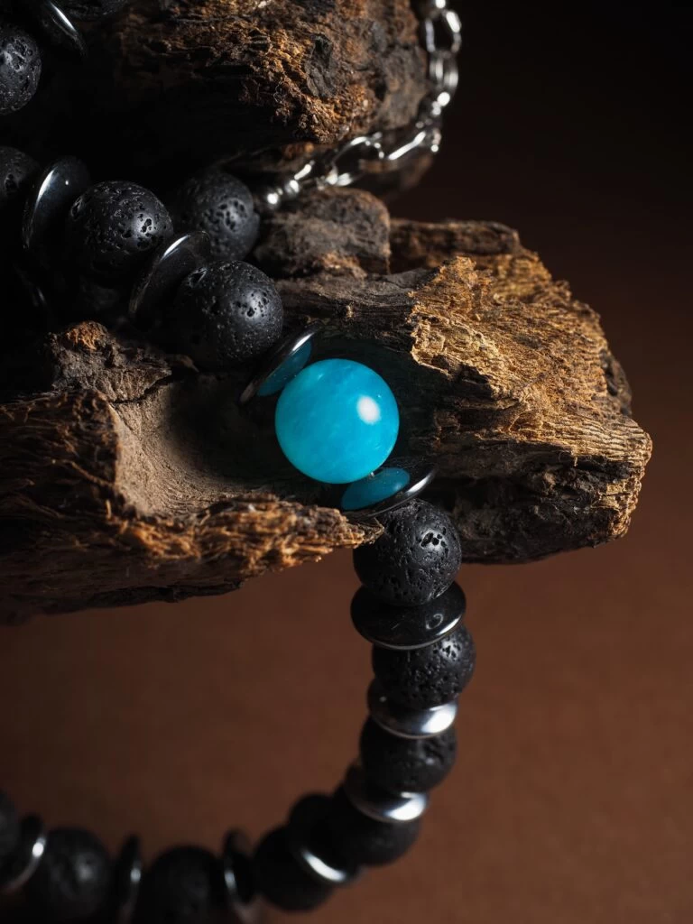 Чокер из Вулканита и Амазонита