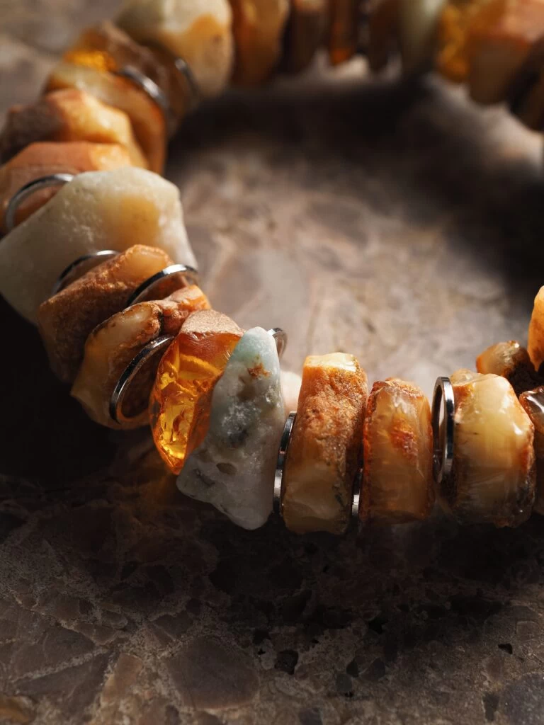 Браслет женский из Янтаря и Амазонита