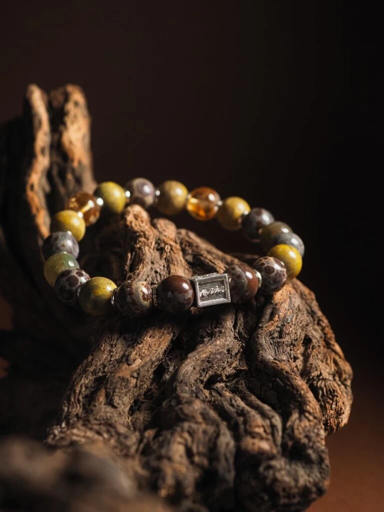 Браслет лаконичный из Цитрина и Яшмы