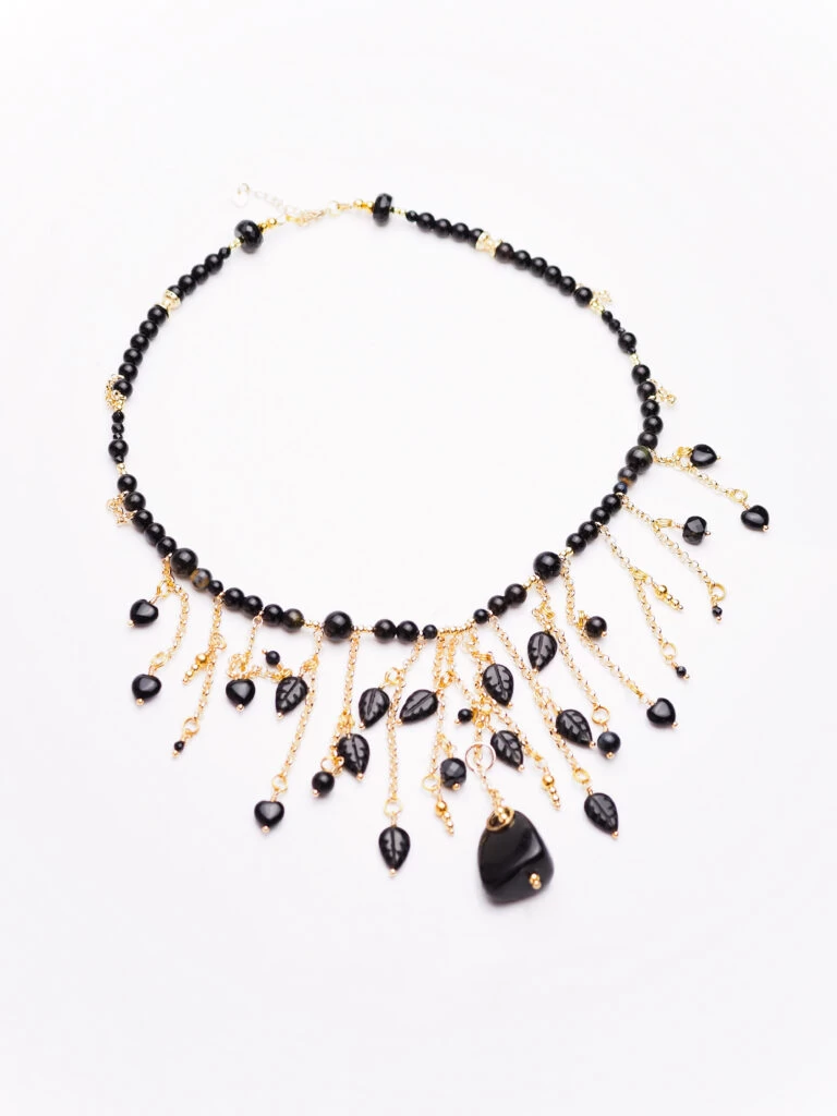 Чокер женский из Агата и Обсидиана