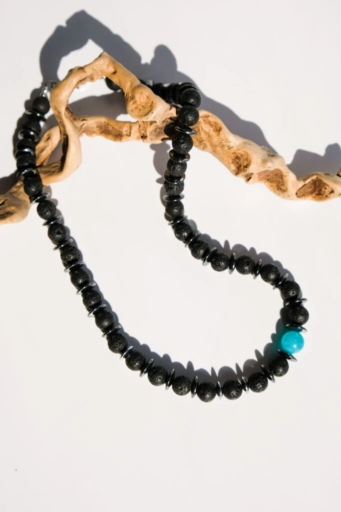 Чокер из Вулканита и Амазонита