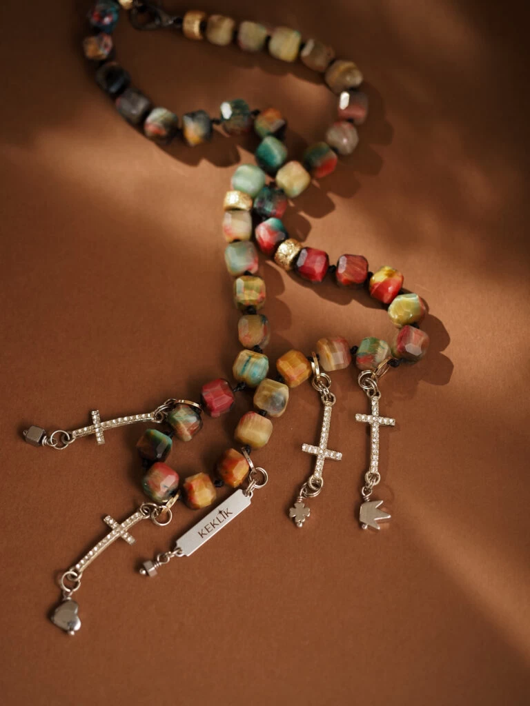 Чокер женский из Тигрового глаза и Гематита №2