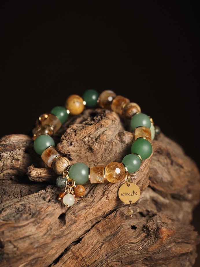 Браслет женский из Авантюрина, Цитрина и Яшмы