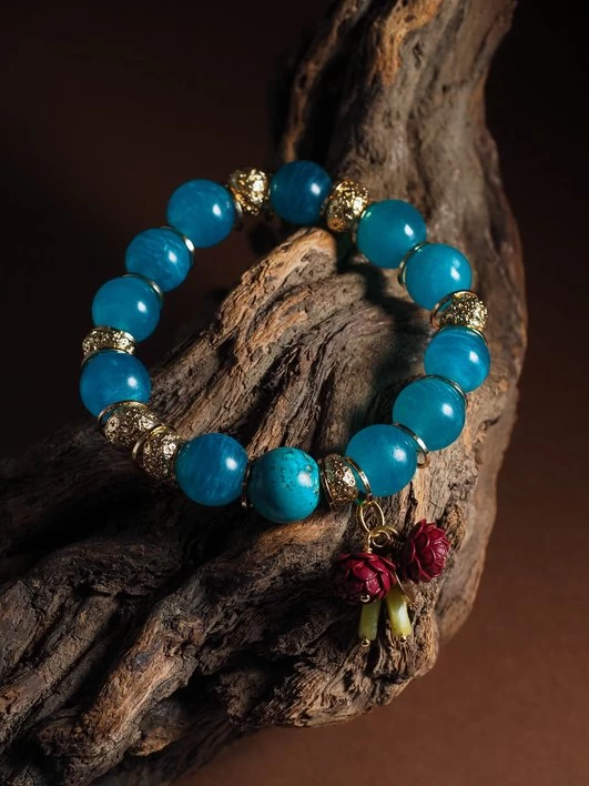 Браслет женский из Амазонита и Вулканита