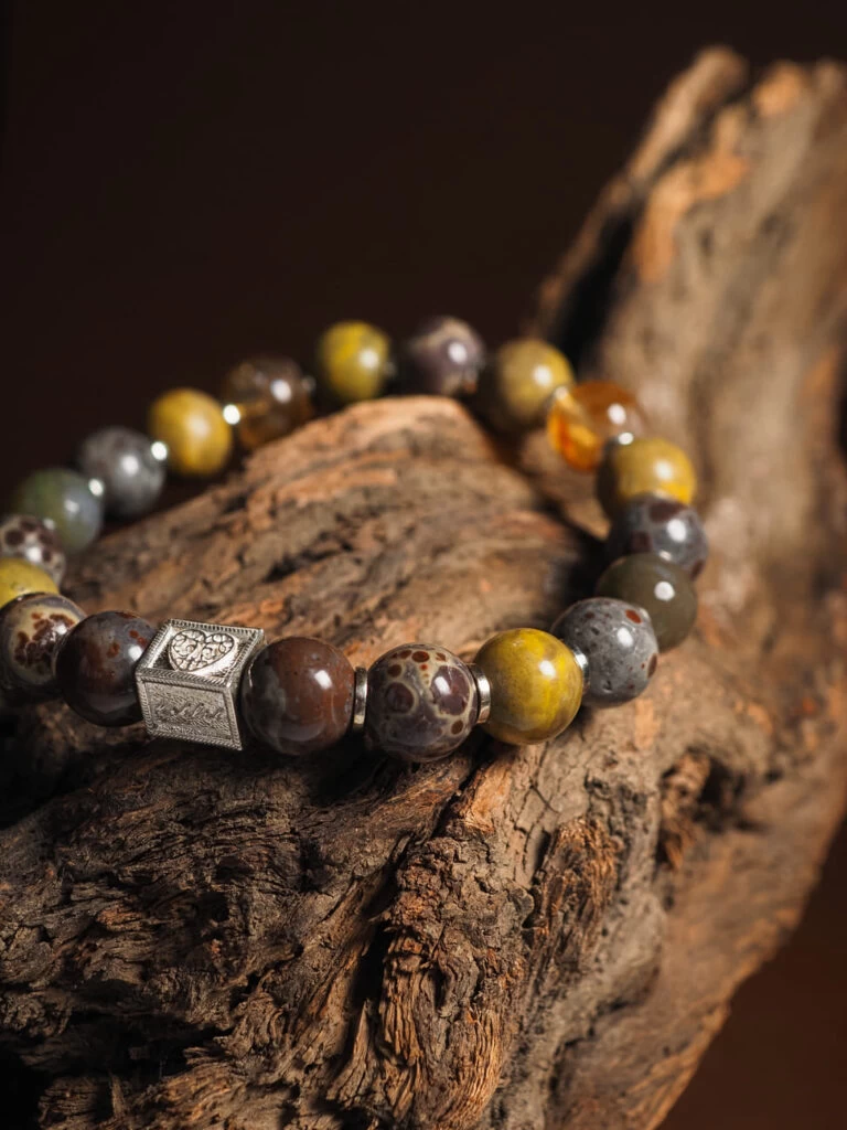 Браслет лаконичный из Цитрина и Яшмы