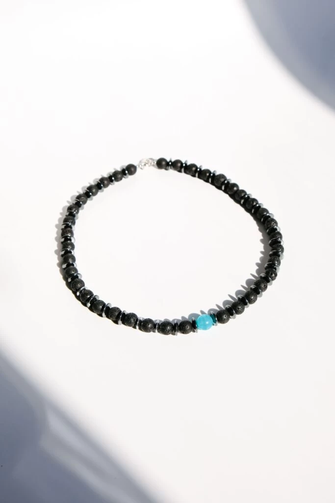 Чокер из Вулканита и Амазонита