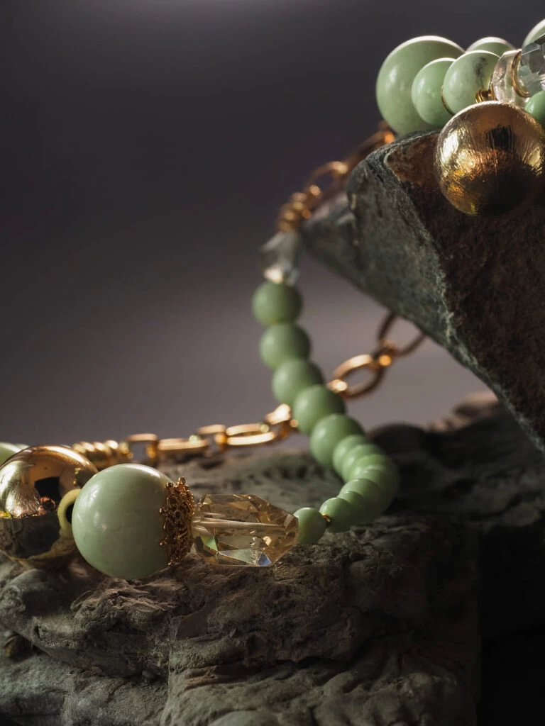 Колье из Хризопраза, Аметиста и Цитрина