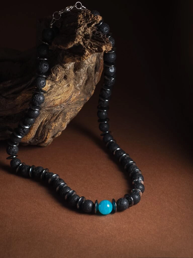 Чокер из Вулканита и Амазонита