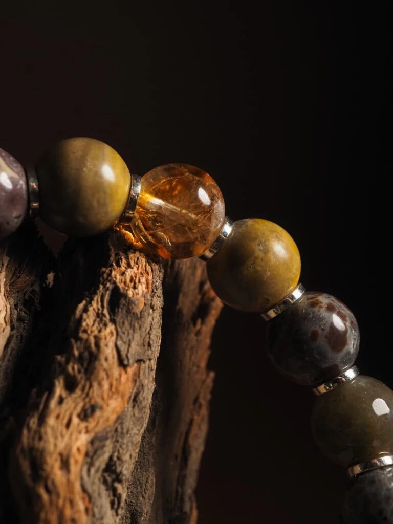 Браслет лаконичный из Цитрина и Яшмы