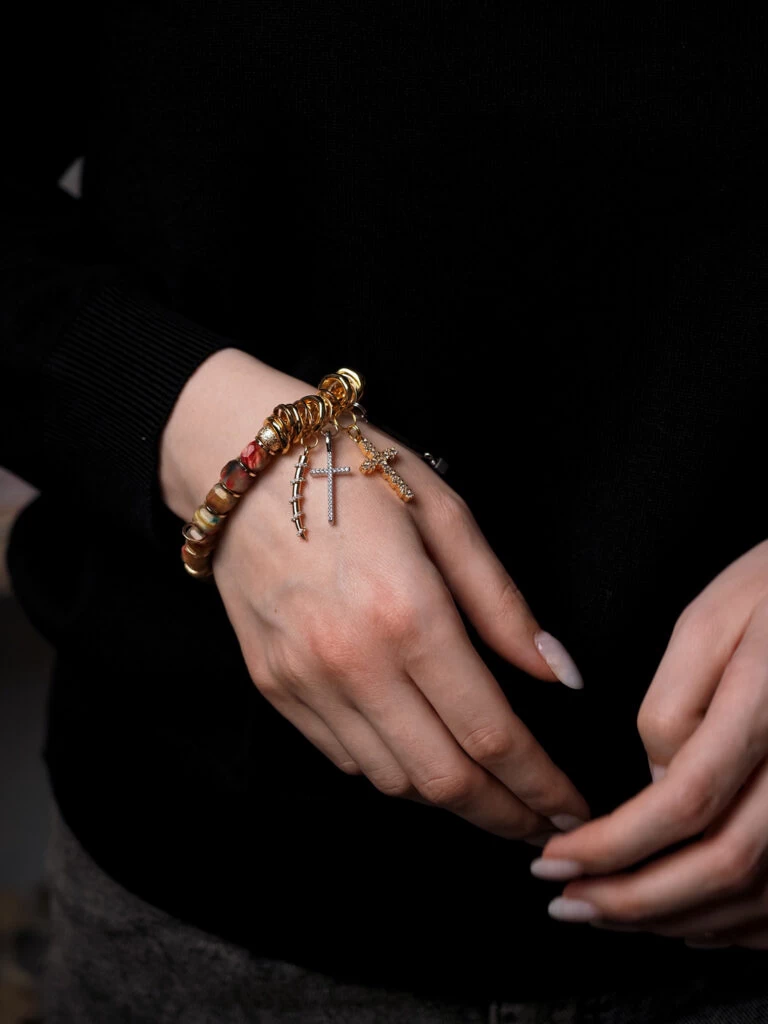 Браслет женский из Тигрового глаза и Гематита №5