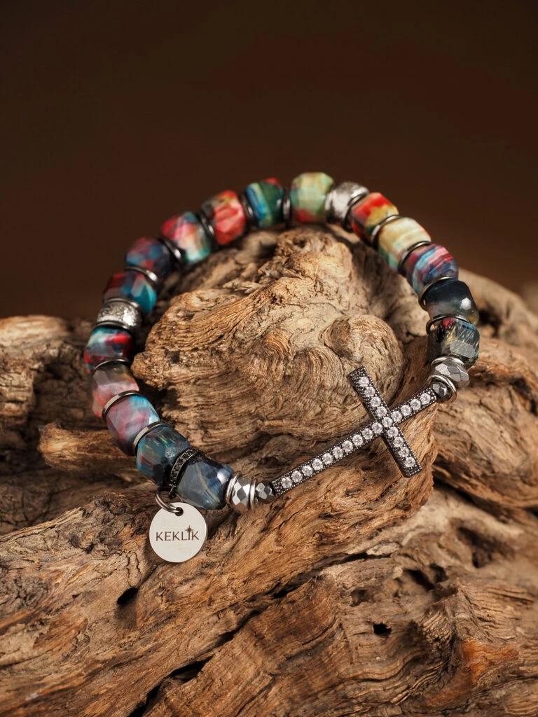 Браслет женский из Тигрового глаза и Гематита №1