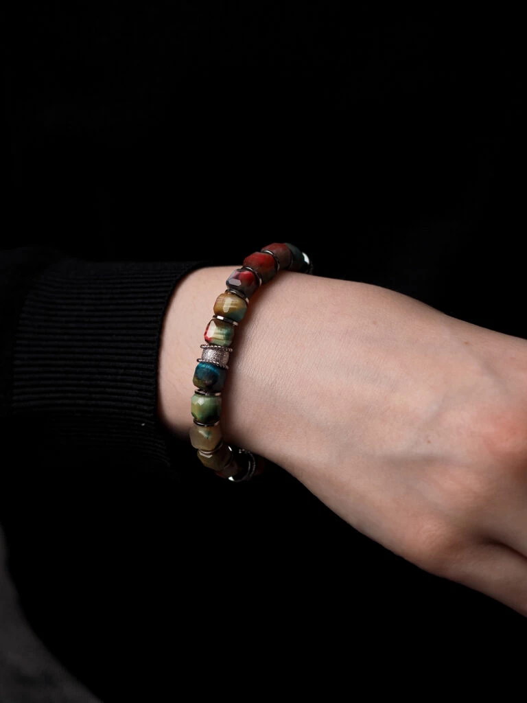 Браслет женский из Тигрового глаза и Гематита №4