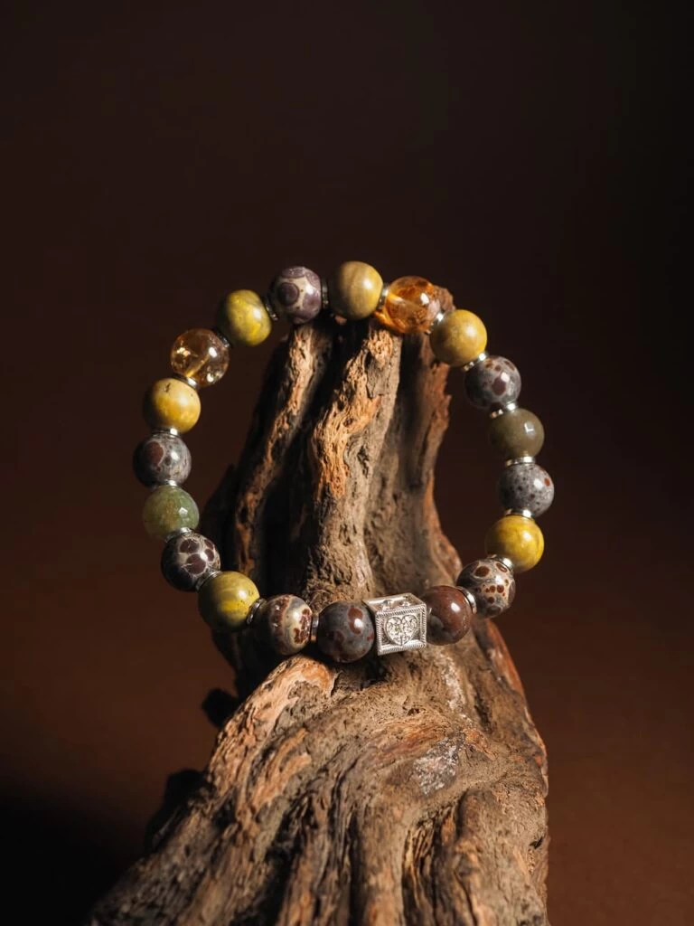 Браслет лаконичный из Цитрина и Яшмы