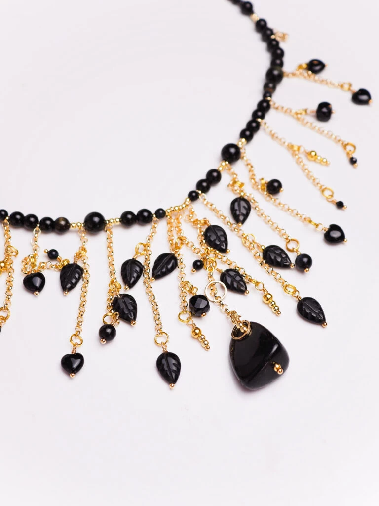 Чокер женский из Агата и Обсидиана