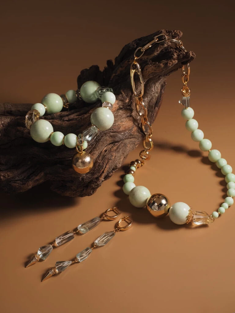 Колье из Хризопраза, Аметиста и Цитрина