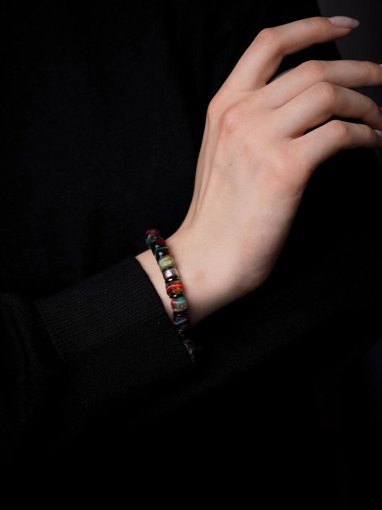 Браслет женский из Тигрового глаза и Гематита №1