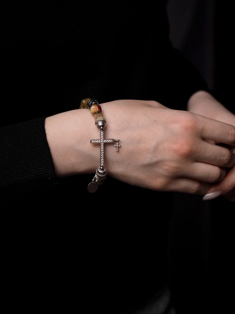 Браслет женский из Тигрового глаза и Гематита №4