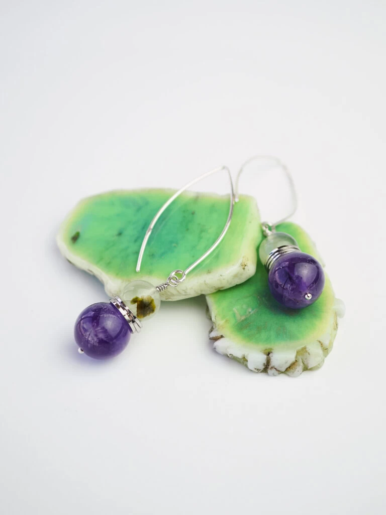 Серьги из Аметиста и Пренита