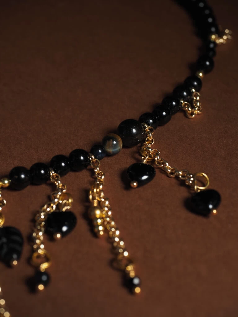 Чокер женский из Агата и Обсидиана