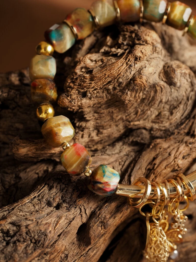 Браслет женский из Тигрового глаза и Гематита №7