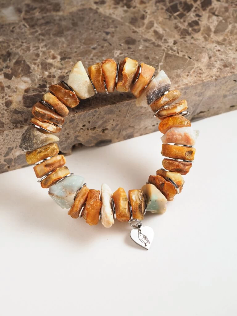 Браслет женский из Янтаря и Амазонита