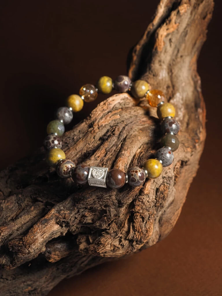 Браслет лаконичный из Цитрина и Яшмы