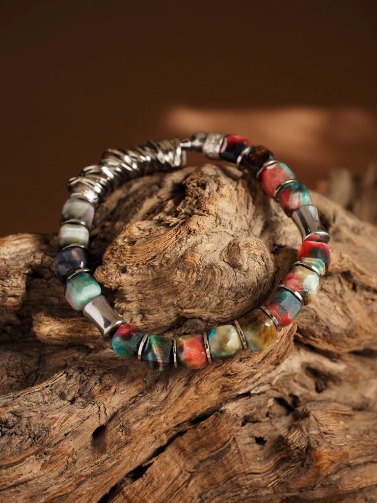 Браслет женский из Тигрового глаза и Гематита №6