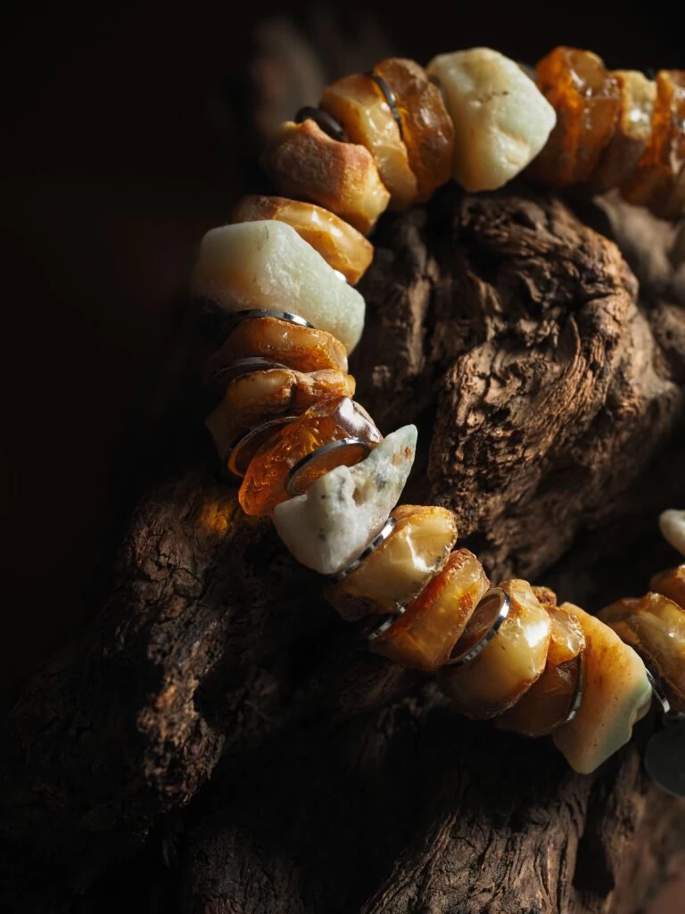 Браслет женский из Янтаря и Амазонита