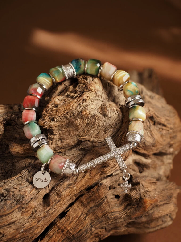 Браслет женский из Тигрового глаза и Гематита №4