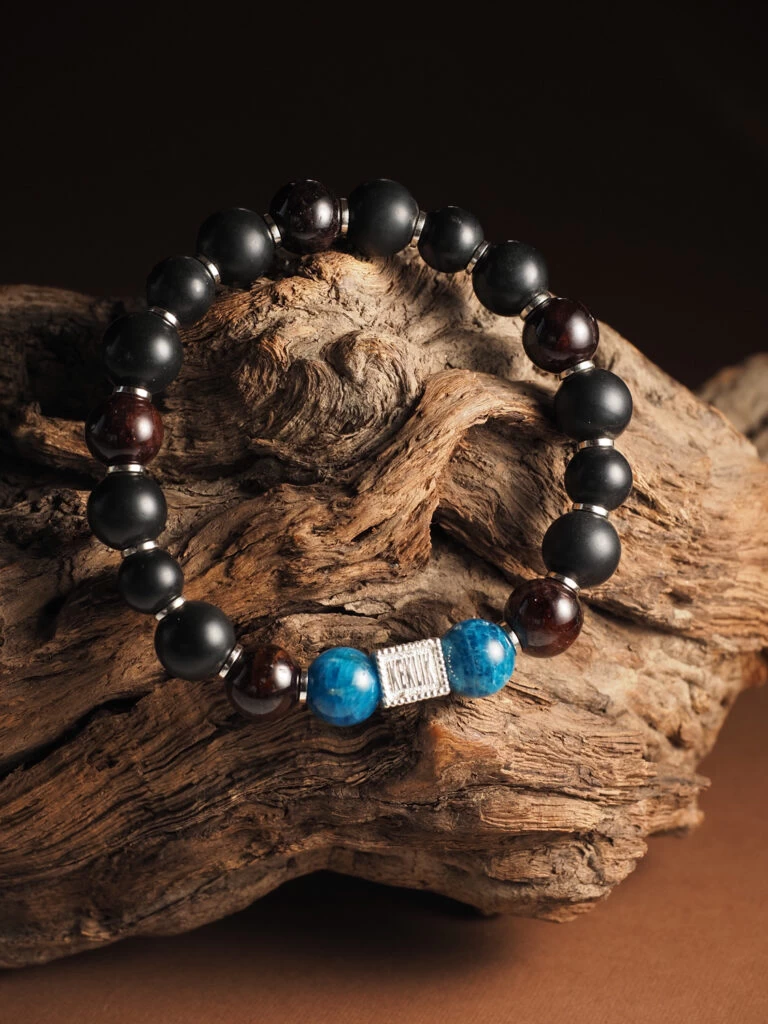 Браслет лаконичный из Апатита, Граната и Шунгита