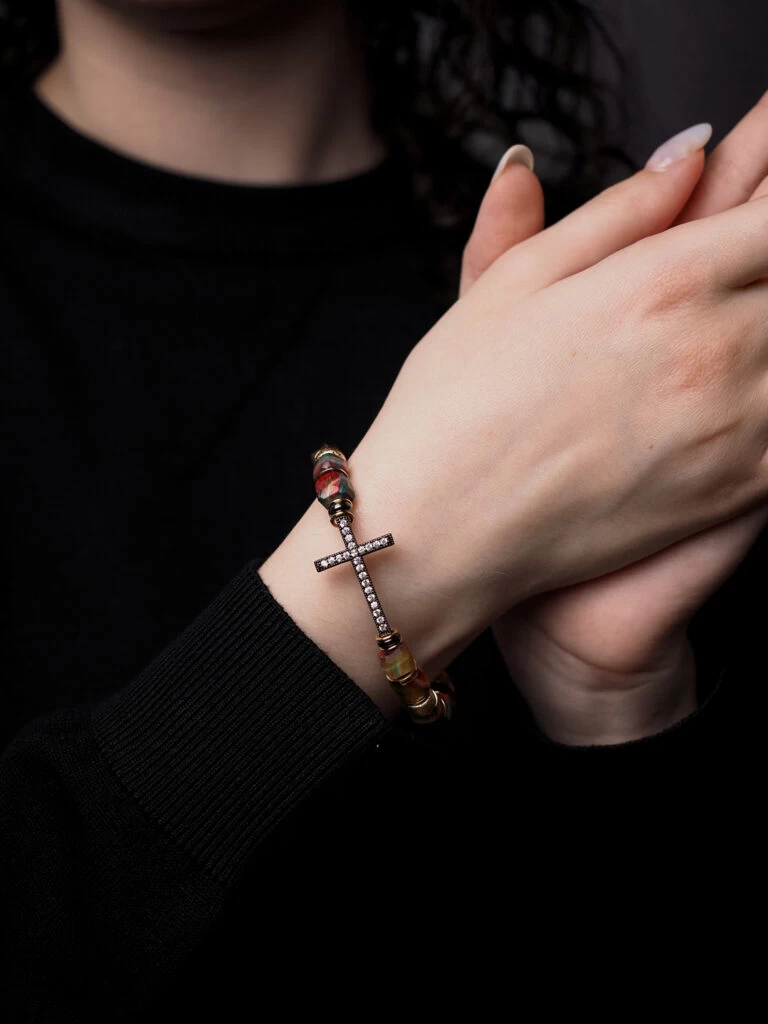 Браслет женский из Тигрового глаза и Гематита №3