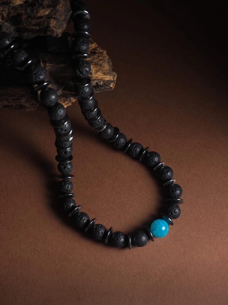 Чокер из Вулканита и Амазонита