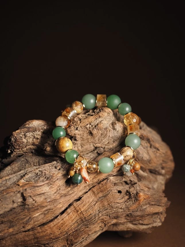 Браслет женский из Авантюрина, Цитрина и Яшмы