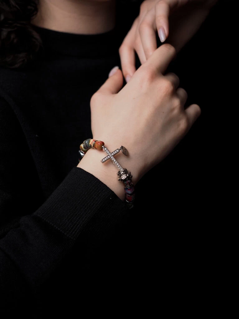 Браслет женский из Тигрового глаза и Гематита №2