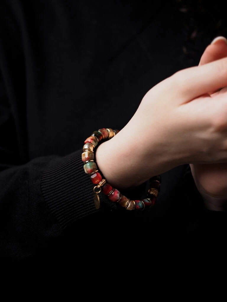 Браслет женский из Тигрового глаза и Гематита №3