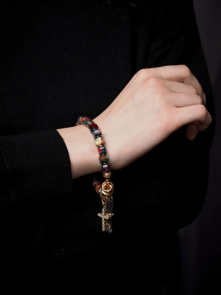 Браслет женский из Тигрового глаза и Гематита №5