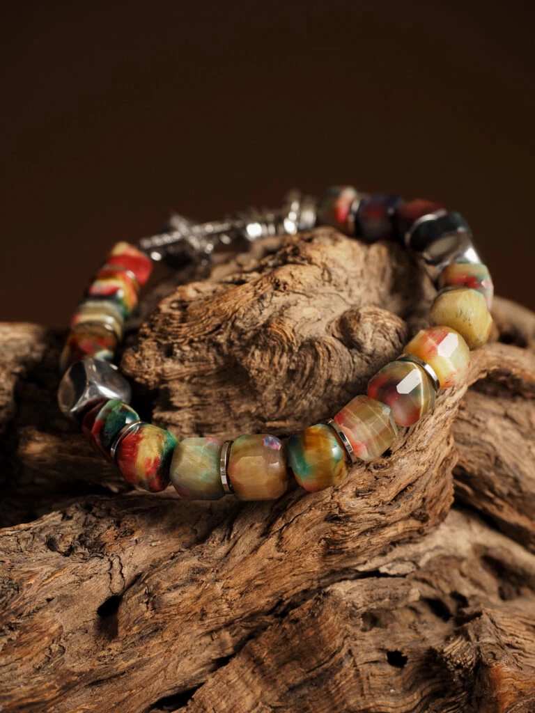 Браслет женский из Тигрового глаза и Гематита №2