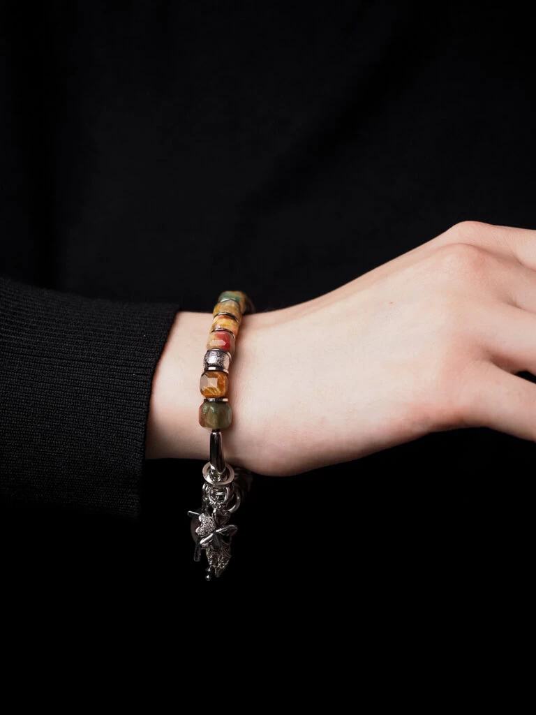 Браслет женский из Тигрового глаза и Гематита №8