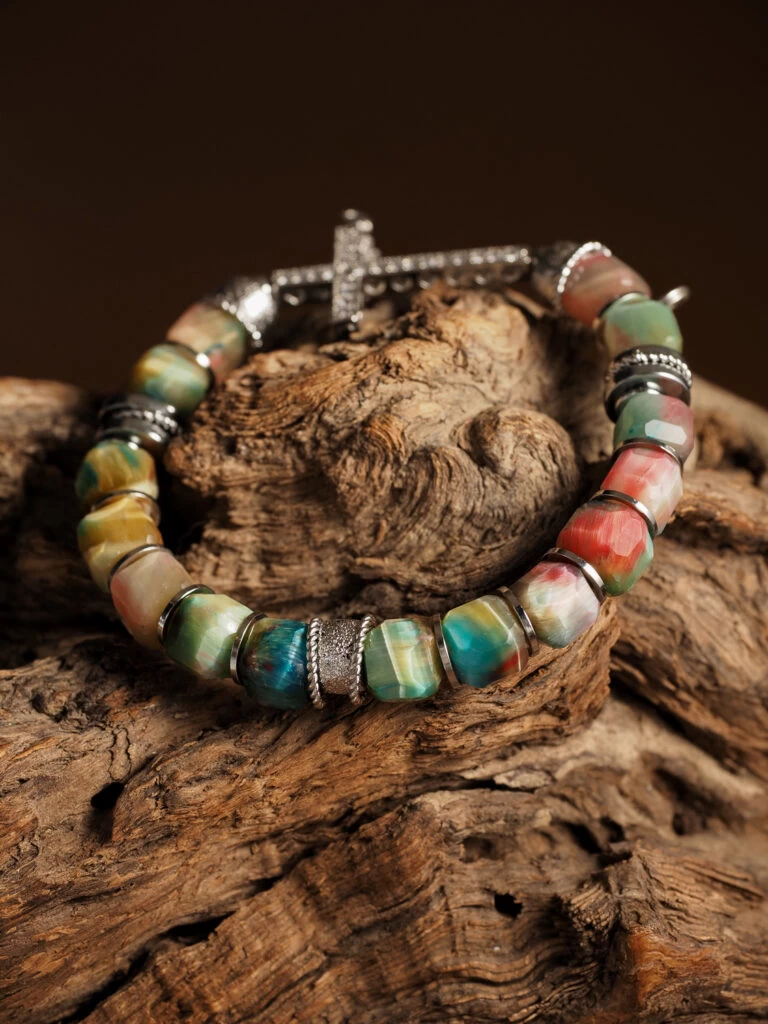 Браслет женский из Тигрового глаза и Гематита №4